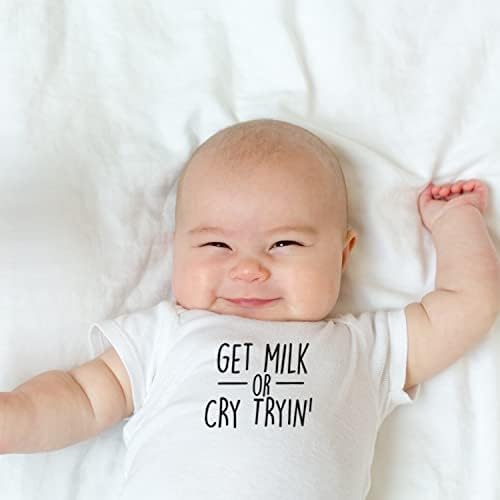 דפיקה אופי אורגני תינוקת אחת חתיכה אחת שרוול קצר מצחיק בגד גוף מינימלי טרנדי 0-12 חודשים - קבל חלב או בכי לנסות