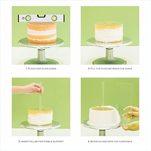 סט דיסק עוגות עגול אקרילי של קימבל - לוחות עוגות סט קישוט סט לעוגות הדובדבן- לוחות עוגות אקריליות וטופר עוגה מושלם