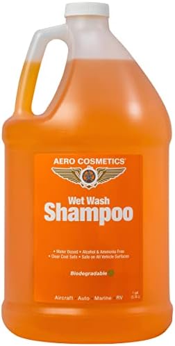 Aero Cosmetics Shampoo Wash Wash 1 גלון עם סבון שטיפת מכוניות עטור ועדין, עובד עם תותח קצף או שטיפות דלי. בטוח