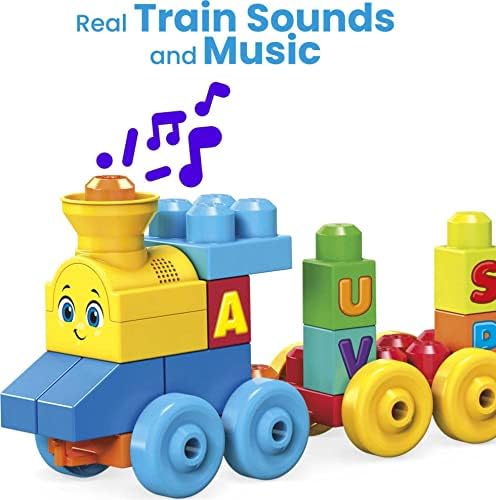 מגה בלוקס פישר פרייס אבני בניין צעצוע, רכבת מוזיקלית עם 50 חלקים, מוזיקה וצלילים לפעוטות, רעיונות למתנה לילדים