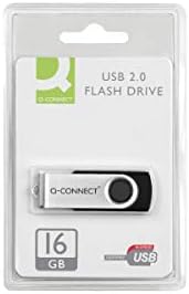 Q-Connect כסף/שחור USB 2.0 מסתובב 16GB כונן הבזק KF41513