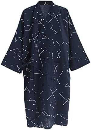 Siqitechno Mens Kimono קימונו יפני לנשים ארוג קימונו חלוק כותנה ספא יוקאטה סאונה חלוק לילה