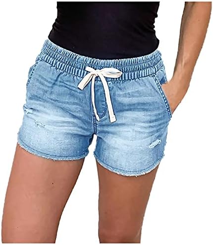 יוהדאדה נשים מותניים נמתחות שולי גולש ג'ינס מכנסיים קצרים רופפים מכנסיים קצרים מזדמנים מכנסי ג'ינס מכנסי טרנינג