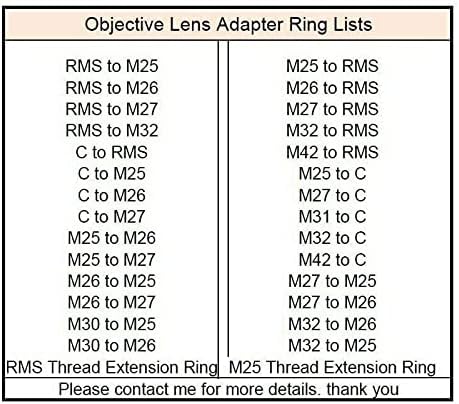 אביזרי מיקרוסקופ מ25 מ '26 מ' 27 מ ' 32 עדשות אובייקטיביות מיקרוסקופ מתאם טבעת מעבדה מתכלים