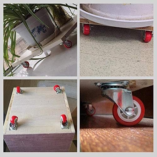 Z צור גלגלים עיצוביים 1.5/2 אינץ 'גלגלי קיק גלגלים סוערים אדומים גלגלי ריהוט עם בלמים, גלגלים אילמים פוליאוריטן