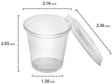 יסודות למסיבה כוסות פלסטיק סחיטות ג 'לטין/ג' לי שוט/כוסות סופלה מנות/מיכלי רוטב תבלינים עם מכסים, 100 סטים, 2 אונקיות.