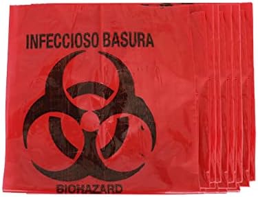25 יחידות שקיות פסולת מסוכנת ביולוגית 4 גלון 17& 34; איקס 17& 34;, 1.5 מיל שקית סילוק פסולת מסוכנת ביולוגית