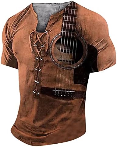 חולצות כפתור שרוול קצר לגברים לגברים חולצות טריקו לגיטרה מצחיקה טיז גרפי 2023 תחרה למעלה טופסי קיץ טשטוש מזדמן