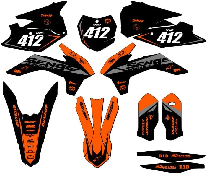 2015 SX Binary Orange Senge Graphics ערכה מלאה עם Rider I.D. תואם ל- KTM