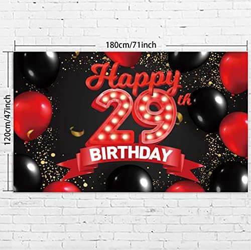 שמח 29 יום הולדת אדום ושחור באנר רקע קישוטי בלוני נושא דקור עבור בנות נשים נסיכת 29 שנים יום הולדת מסיבת יום הולדת תא