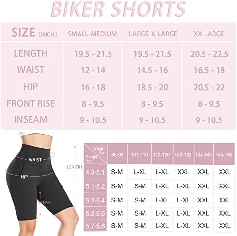 מכנסיים אופנוענים לנשים עם כיסים - 8 גבוהה מותן בטן בקרת יוגה אימון ריצה ספנדקס כושר מכנסיים קצרים