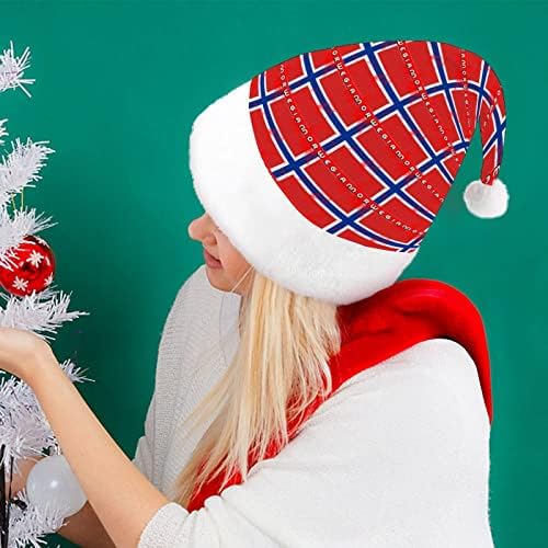 נורבגי דגל מצחיק חג המולד כובע סנטה קלאוס כובעי קצר קטיפה עם לבן חפתים עבור חג המולד חג מסיבת אספקת קישוט