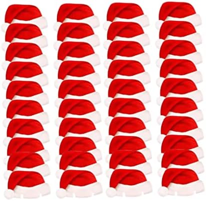 חג המולד יין זכוכית קישוטי מיני סנטה כובע כוס כרטיסי גביע סמני מסיבת שולחן דקור 40 יחידות,סנטה כובע כוס כרטיסים, מיני סנטה