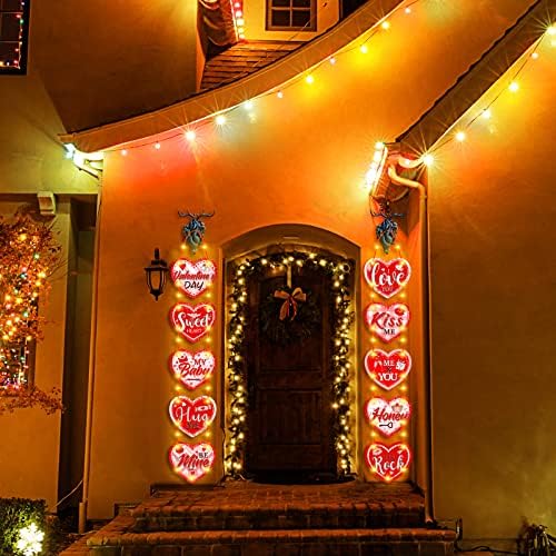 2 חבילה שלטי מרפסת ולנטיין מוארת באנר לב גרל גרנד באנר חג האהבה כרזות תלויות LED אור LED מיתר מיתר תלייה של