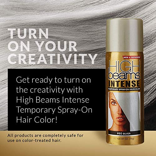 קורות גבוהות צבע שיער ריסוס אינטנסיבי-כסף-2.7 עוז-הוסף הדגשת צבע זמנית לשיער שלך באופן מיידי-נהדר לפסים , הטיה או ציפוי-נשטף