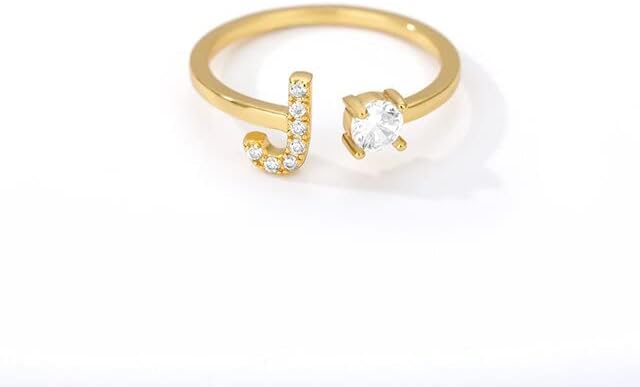 פלקסיה ראשוני טבעות לנשים א-ת 26 מכתב טבעת מתכוונן זהב פתיחת טבעת האלפבית נשי תכשיטי עבור גריל-אני-61734