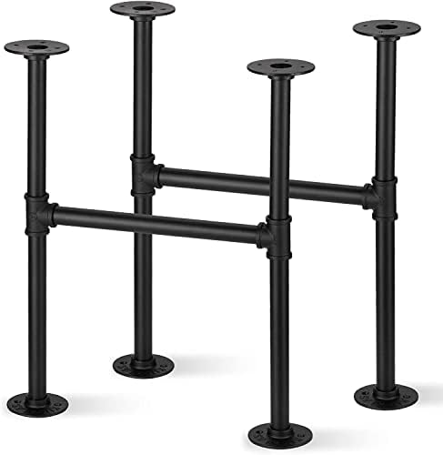 רגלי שולחן קפה ליספרון, רגלי שולחן מתכת תעשייתי, רגלי שולחן צינור שחור לריהוט שולחן קפה ספסל, 15.9 אינץ ', 2 חבילה