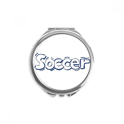 כדורגל כחול כדורגל קדמי דפוס יד קומפקטי מראה עגול נייד כיס זכוכית