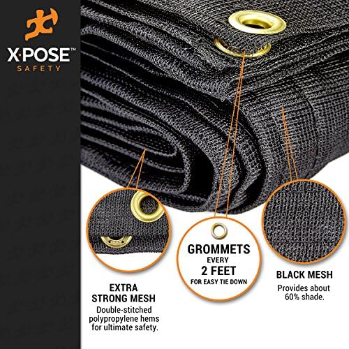 בטיחות Xpose כבדה ברזנט רשת - 20 'x 30' כיסוי מגן שחור רב -תכליתי עם זרימת אוויר - שימוש בירידות קשורות, צל, גדרות,
