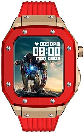 סגסוגת Vevel Watch Watch Strap עבור פס שעון Apple Series 8 7 75 ממ גומי מתכת יוקרה גומי נירוסטה שעון שעון שינוי
