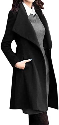 מעילים ארוכים של הומורנד לנשים אופנת שרוול ארוך חורף קל משקל טוויד טוויד חגורת חגורת טרנץ 'דש טווס מעיל מעיל