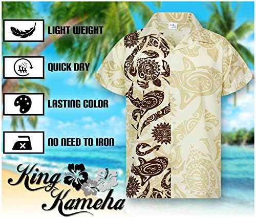 מלך קמהה הוואי חולצה לגברים פאנקי מזדמן כפתור למטה מאוד חזק שרוול קצר יוניסקס מאורי חתונה הדפסה