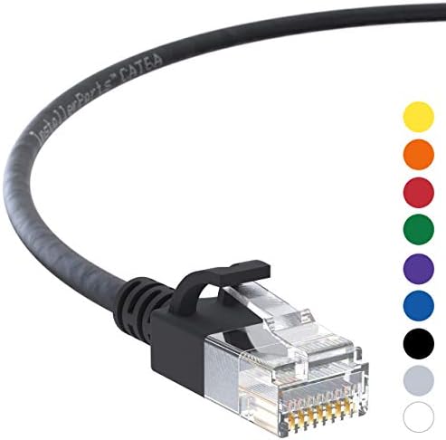 Installerparts כבל Ethernet Cat6a Slim Cable UTP Booted 1.5 ft - שחור - סדרה מקצועית - 10Gigabit/SEC רשת/כבל אינטרנט במהירות