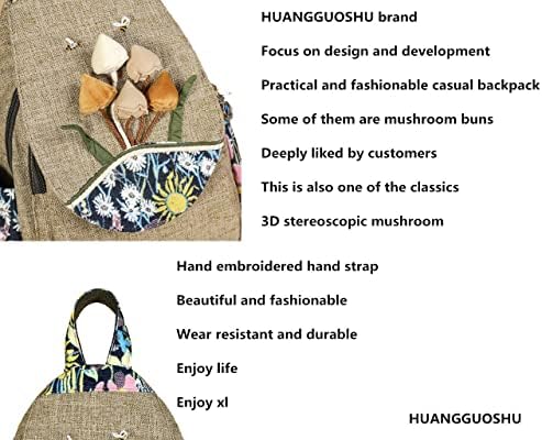 ארנק התרמיל של Huangguoshu לנשים - Boho בסגנון Boho תיק קלע להמרה קטן עם עיצוב ארוג ופטריות - תרמיל מיני מושלם לנשים היפי