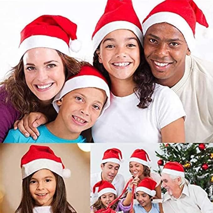 חג המולד כובע אדום שאינו ארוג בד יוניסקס חג המולד כובע לחג ספקי צד 5 חתיכות