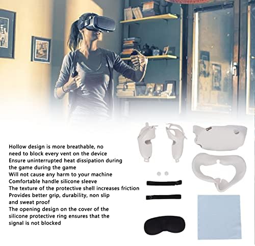 משקפי VR אביזרי סיליקון מוגדרים ל- Quest 2, אביזרי משחקי VR המכילים כיסוי מגן מארח, פנים, ערכת ידית וכו '. חלקי