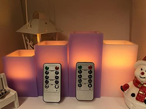 כיכר ליטלונה סגולה נרות LED חסרי פליטה שנקבעו 4 עם שלט של 10 מפתח עם טיימר - 3 יחידות סגולות וורודים 1 pc,
