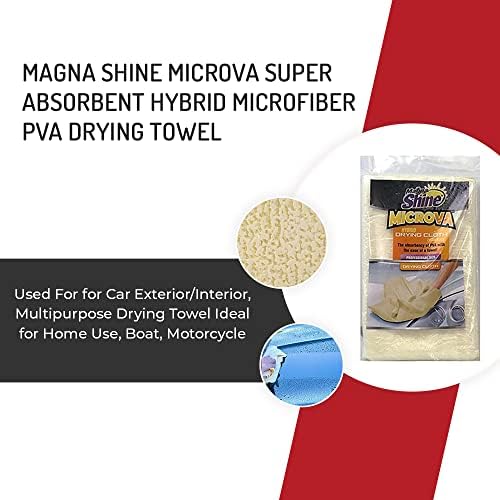 Magna Shine Microva סופר סופג היברידי מיקרופייבר PVA מגבת ייבוש למכונית חיצונית/פנים, מגבת ייבוש רב תכליתית