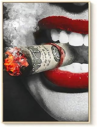 סדרת שפתיים אדומות: 【יוקרה】-ריסוס ציור גרעין אופנה מודרנית שפתיים אדומות סקסיות סגנון נורדי סגנון נורדי ציור