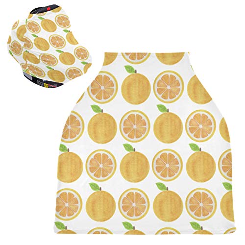 פירות קיץ לימון כתום כריכות מושב לרכב לתינוק - צעיף הנקה, עגלת קניות, חופה של מושב רב -שימושי, לתינוקות