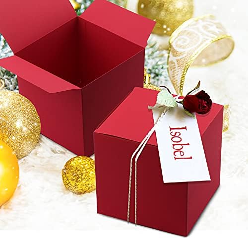 15 יחידות קופסת מתנה אדומה, 6 איקס 6 איקס 6 קופסאות מתנה עם מכסים למתנות, קופסאות קרטון ממוחזרות מנייר קראפט מעדיפות