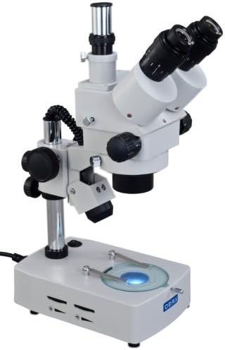 מיקרוסקופ סטריאו טרינוקולרי זום 3.5 פי 90 עם מערכת הזיה כפולה ונורית טבעת 144 לד נוספת