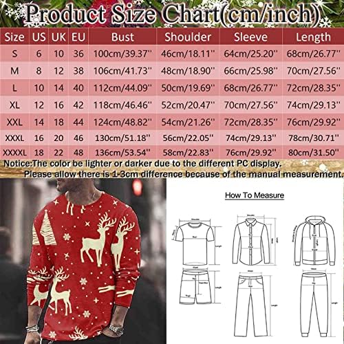 חולצות טריקו של שרוול ארוך של ZDDO לחג המולד לגברים, חג המולד 3D גרפיקה סנטה קלאוס הדפס קרוס צמרת טי טופ חולצת ספורט