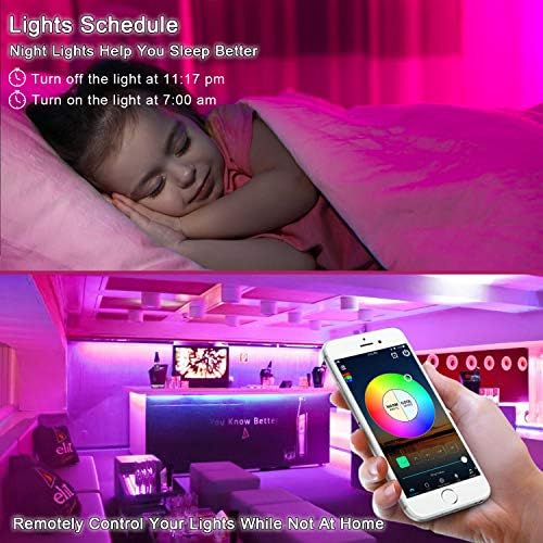 אור קסם 33 רגל, בקרת אפליקציה חכמה צבע צ ' אנינג מוסיקה לד רצועת אור לחדר שינה, מסיבה, סלון, אור חבל לד חכם תואם לעוזרת