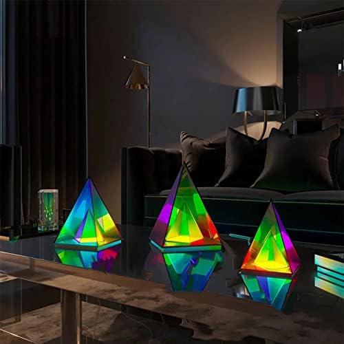 אור מודרני RGB אקרילי אור דקורטיבי משולש פירמידה קוביית קוביית שולחן קובייה אור שבר אור הסביבה, סלון, מסיבה, בר, מלון,