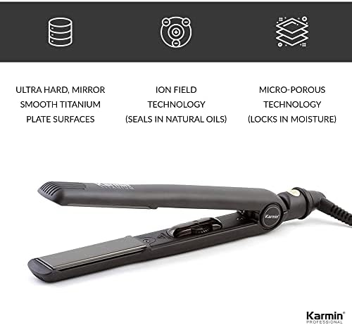 קארמין 1 אינץ 'טיטניום ברזל שטוח מחליק שיער מקצועי יוני יוני שלילי יון קרמיקה יישור שיער סטיילינג ברזל, יישור,