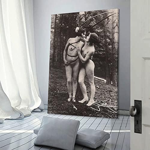בציר פוסטרים עירום קיר אמנות שחור ולבן ישן תמונות הומו בנות קשור יחד מערת אדם ציור ד הדפסי בד לסלון חדר
