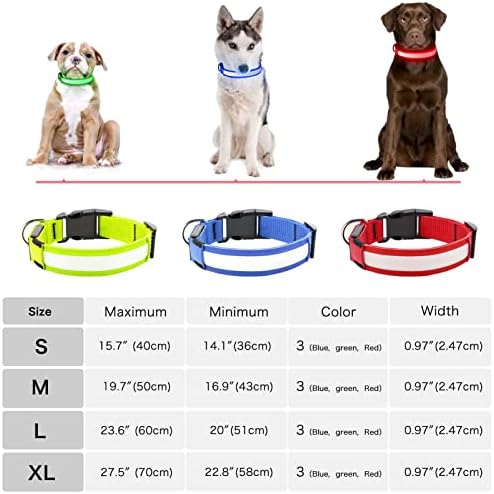צווארוני כלבים מדליקים של Weesiber - צווארון כלבים LED זוהר - צווארון גור מתכוונן למים - צווארון כלבים מהבהב - אורות