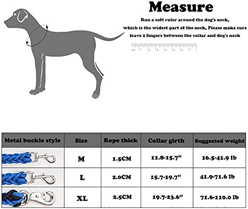 סט צווארון כלבים ורצועה, חבל קלוע ניילון כבד ניילון חזק 4 מטר רצועה כלבים וצווארון אימוני כלבים לכלבים קטנים בינוניים