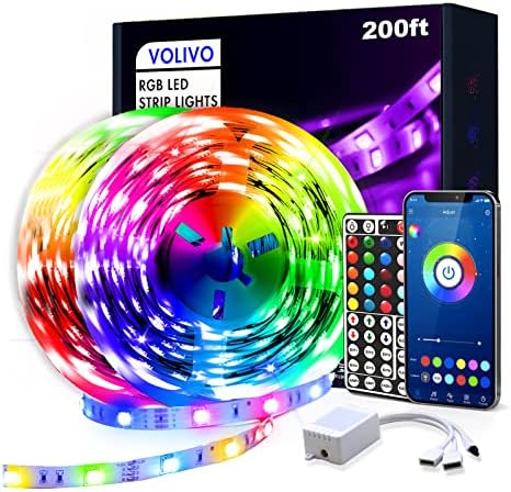 נורות רצועת LED של Volivo 100ft, 5050 נורות LED של RGB לחדר שינה עם 44 מקשים IR שלט רחוק, אורות משתנים צבע לקישוט מסיבת