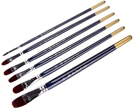 SXDS 6 יחידות/סט עץ עץ צבע צבעי צבע עט אמן אמן צבע מברשת ניילון שיער שיער כחול כהה ידית עץ רב מטרה