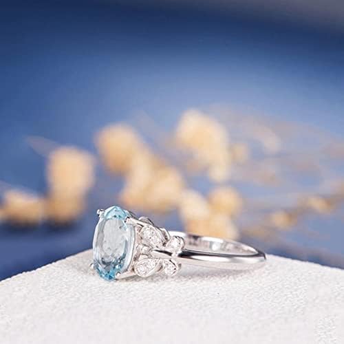 טבעות חתונה של נשים טבעות פרפר טבעיות טבעת אירוסין סגלגל אקוומרין הבטחה טבעת לנשים מתנות תכשיטי אופנה טבעת אהבה