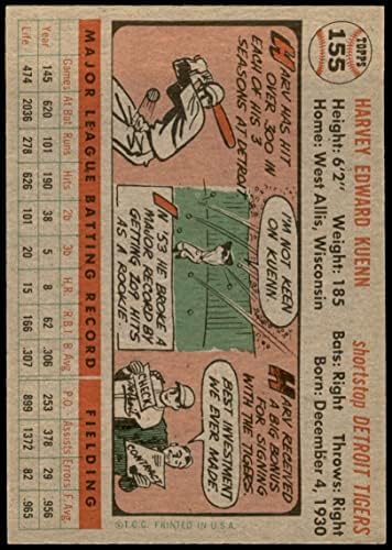 1956 Topps 155 Gry Harvey Kuenn Detroit Tigers Ex+ Tigers