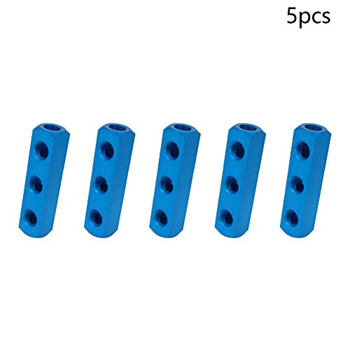 5 יחידות 1/2 3 דרך 6 יציאת ברזל אוויר צינור מוטבע סעפת בלוק ספליטר, פנאומטי אוויר מדחס סעפת הולם כחול