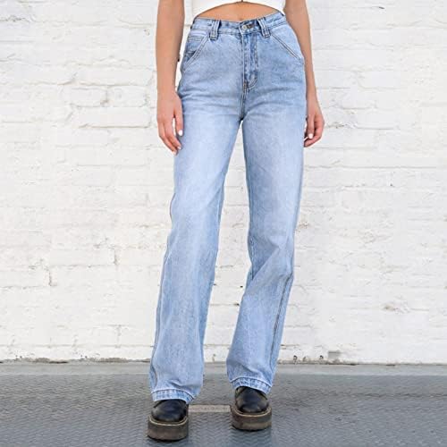 רובי -נשים אופנה מותניים גבוהות רוכסן רוכסן רוכסן מכנסי מכנסי כותנה ג'ינס כותנה