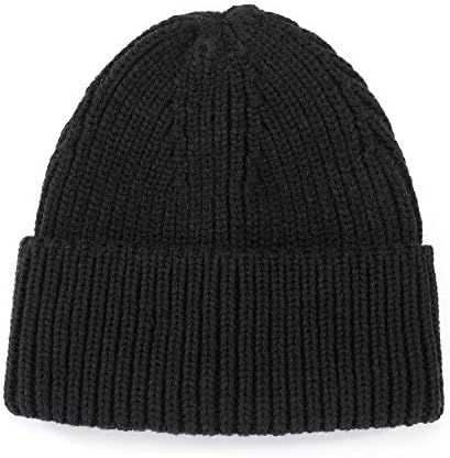 Feximzl חוטים טובים כובע כפית כובע סרוג חם כובע גולגולת סרוג עבה לגברים נשים